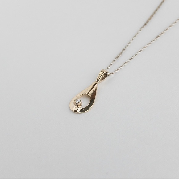 Sterling Silver Pendant Chain Necklace Cubic Zirconia CZ Dainty Vintage .925 - Picture 3 of 8